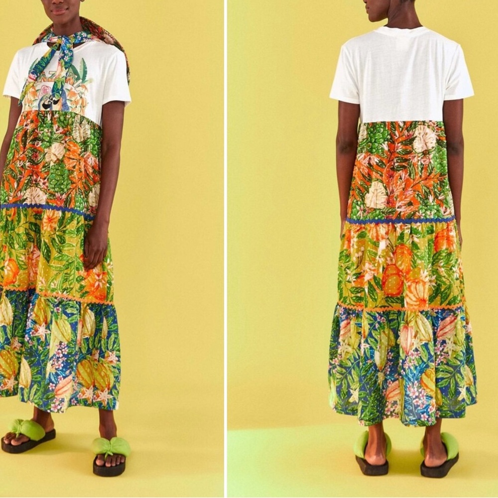 FARM RIO Colorful Midi T Shirt Dress - Picture 2 of 10